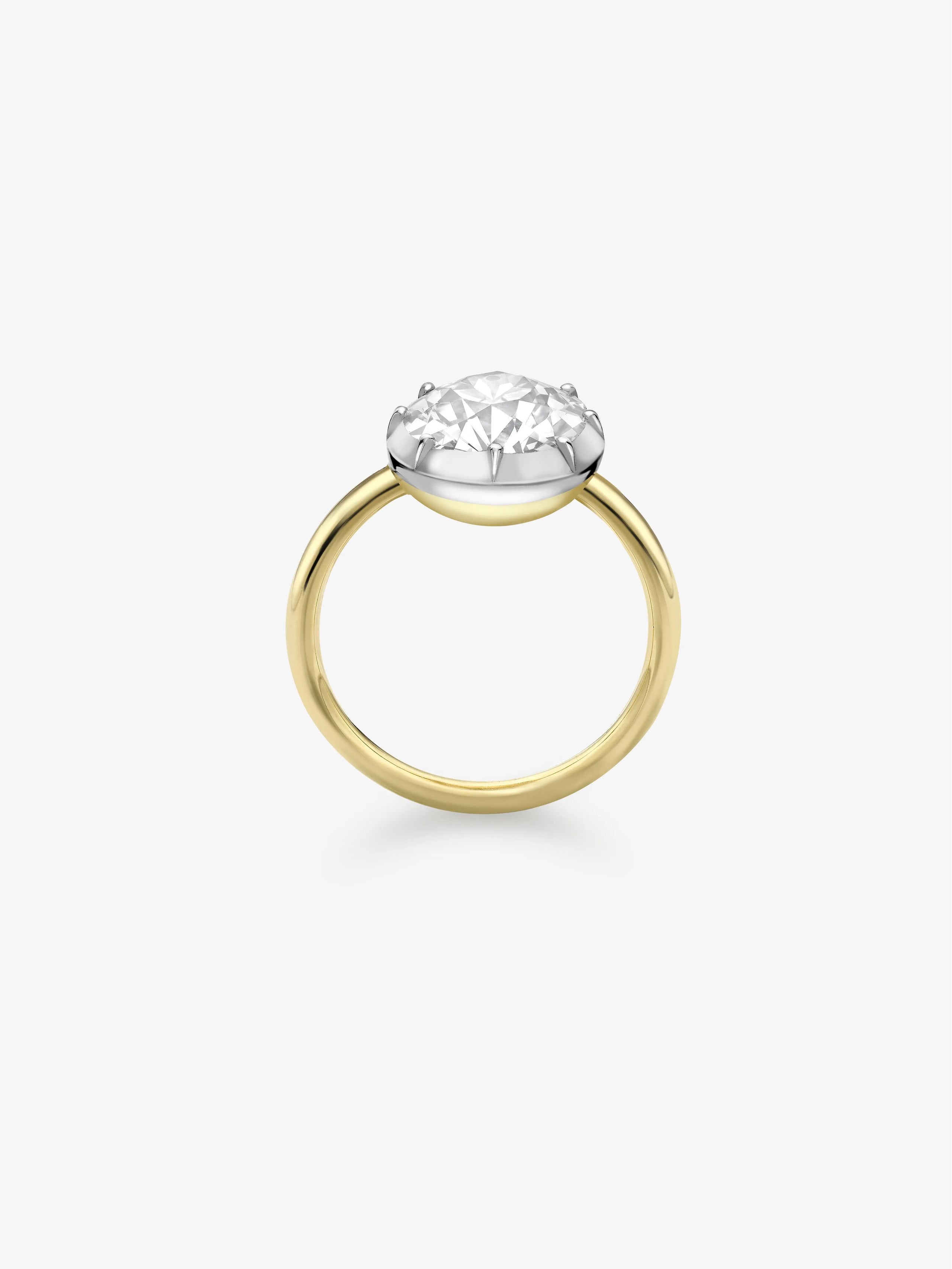 3.01ct East-West Old Mine Diamond Button Back Ring View 4