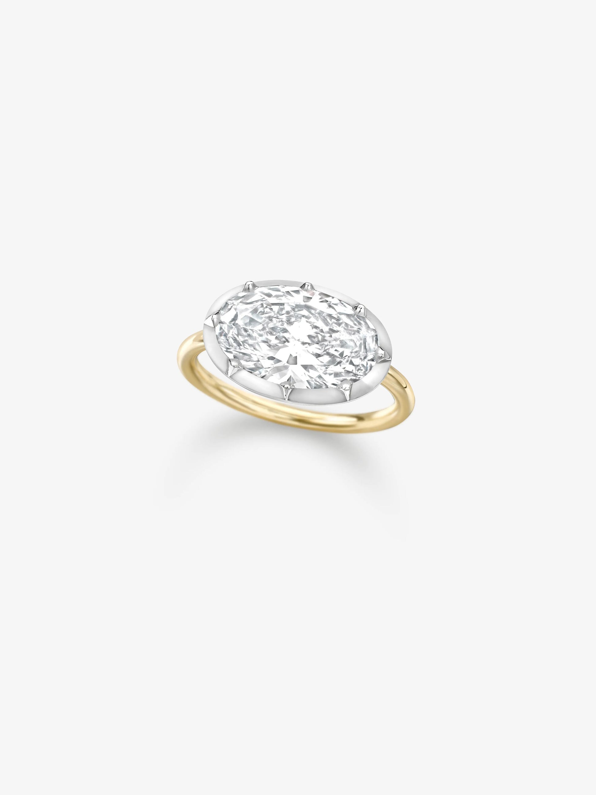 3.51ct East-West Oval Diamond Button Back Ring View 2