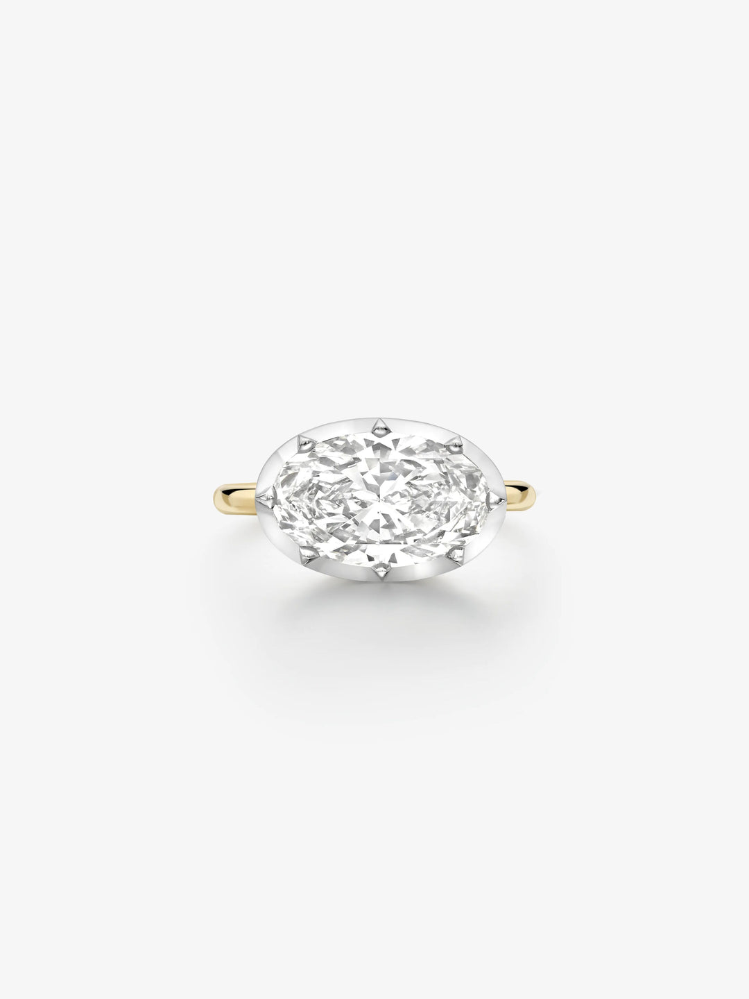 3.51ct East-West Oval Diamond Button Back Ring View 1
