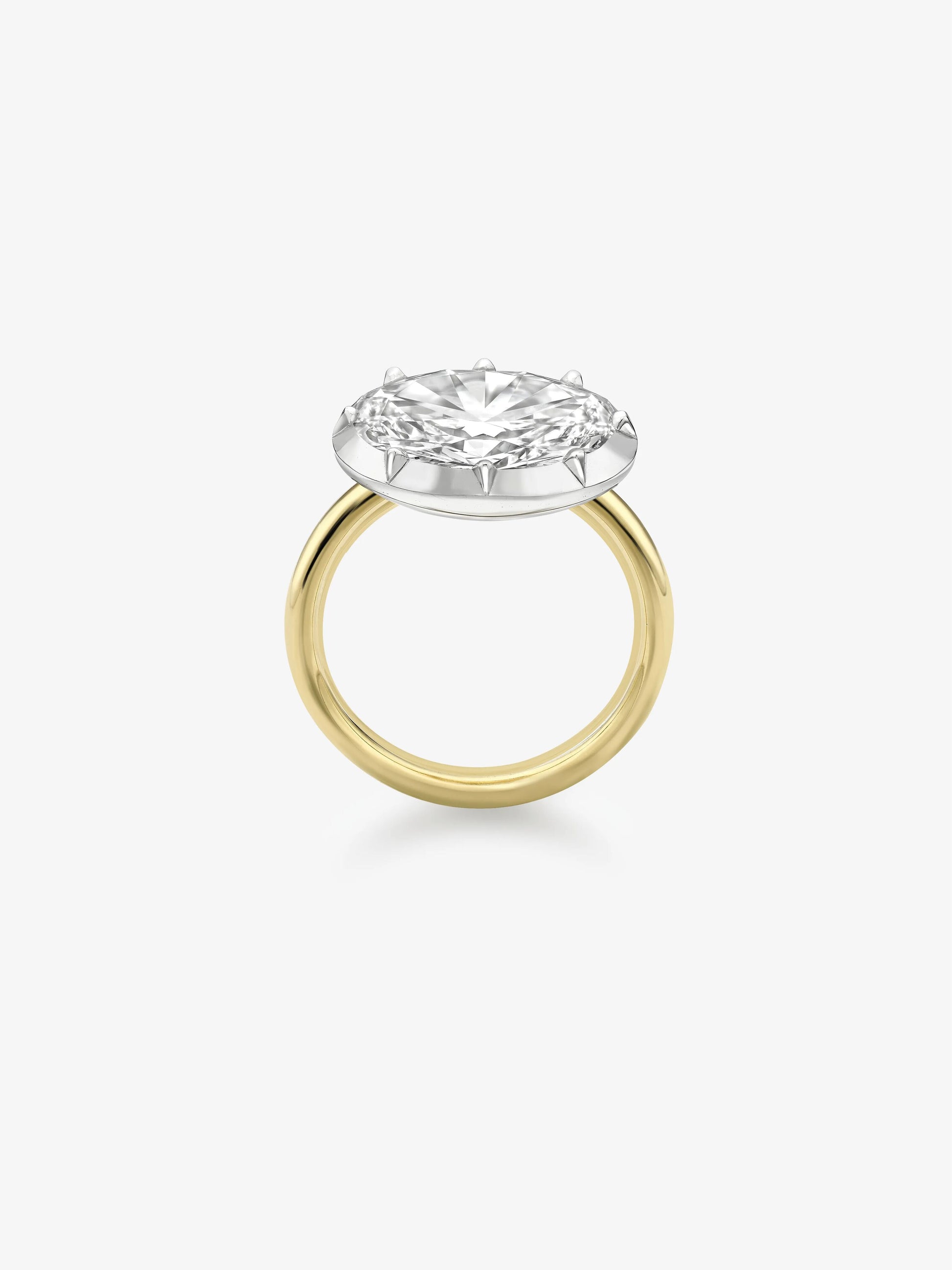 3.51ct East-West Oval Diamond Button Back Ring View 3