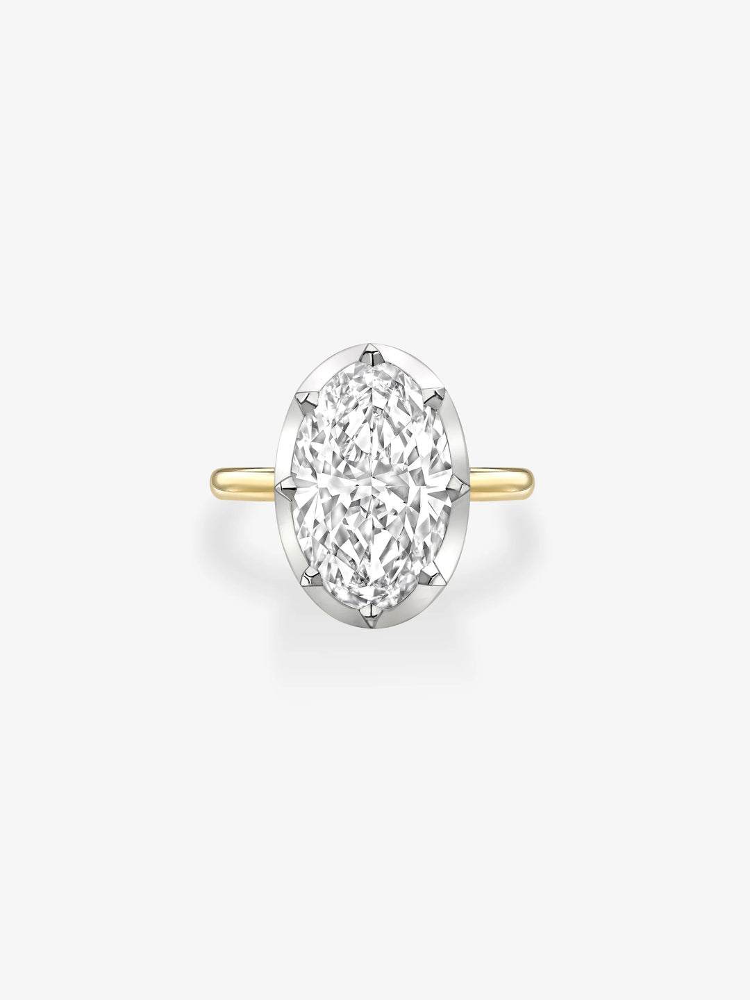6.54ct Oval Diamond & White Gold Button Back Ring  View 1
