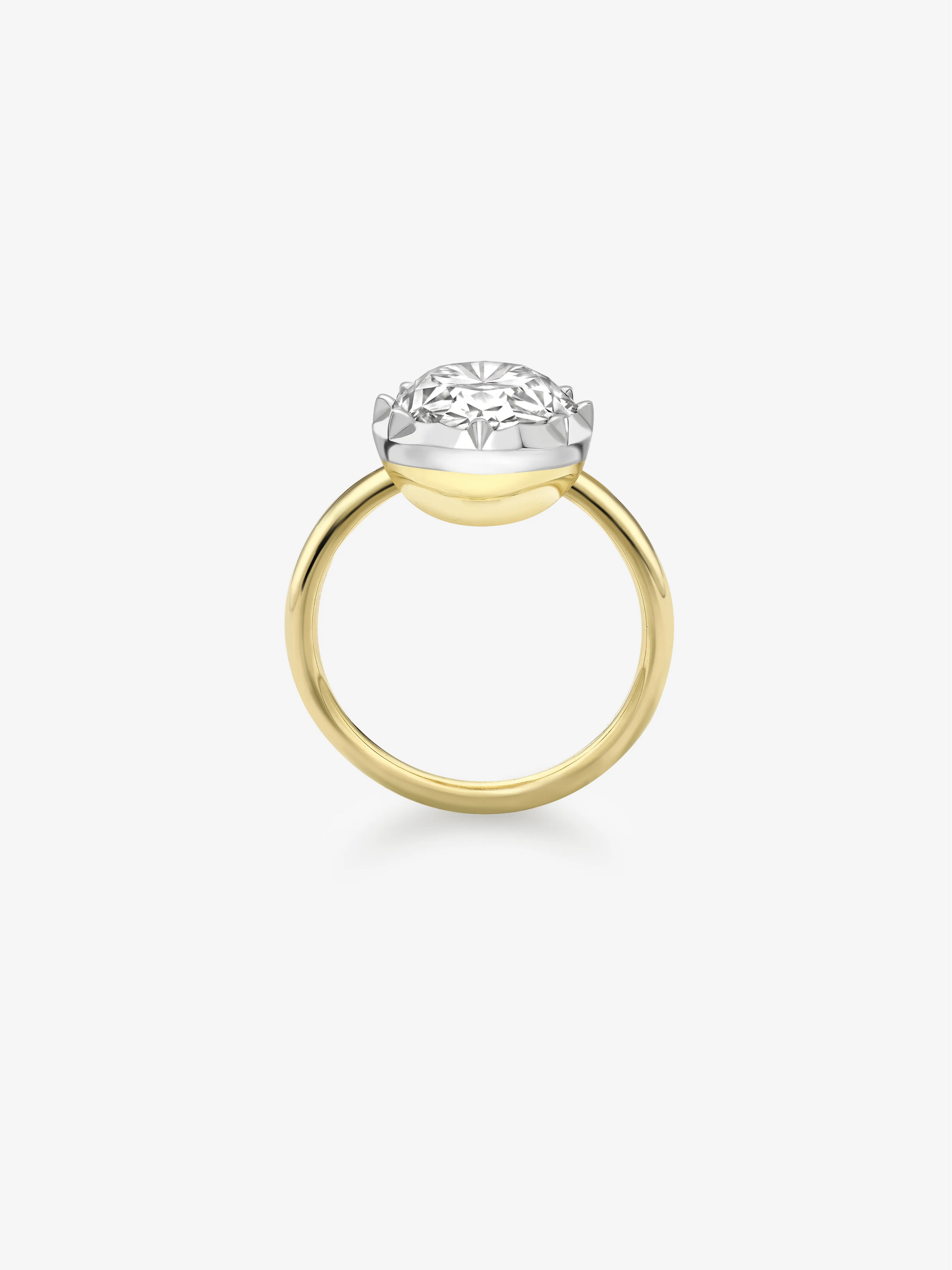 8.08ct Oval Diamond & White Gold Button Back Ring View 3