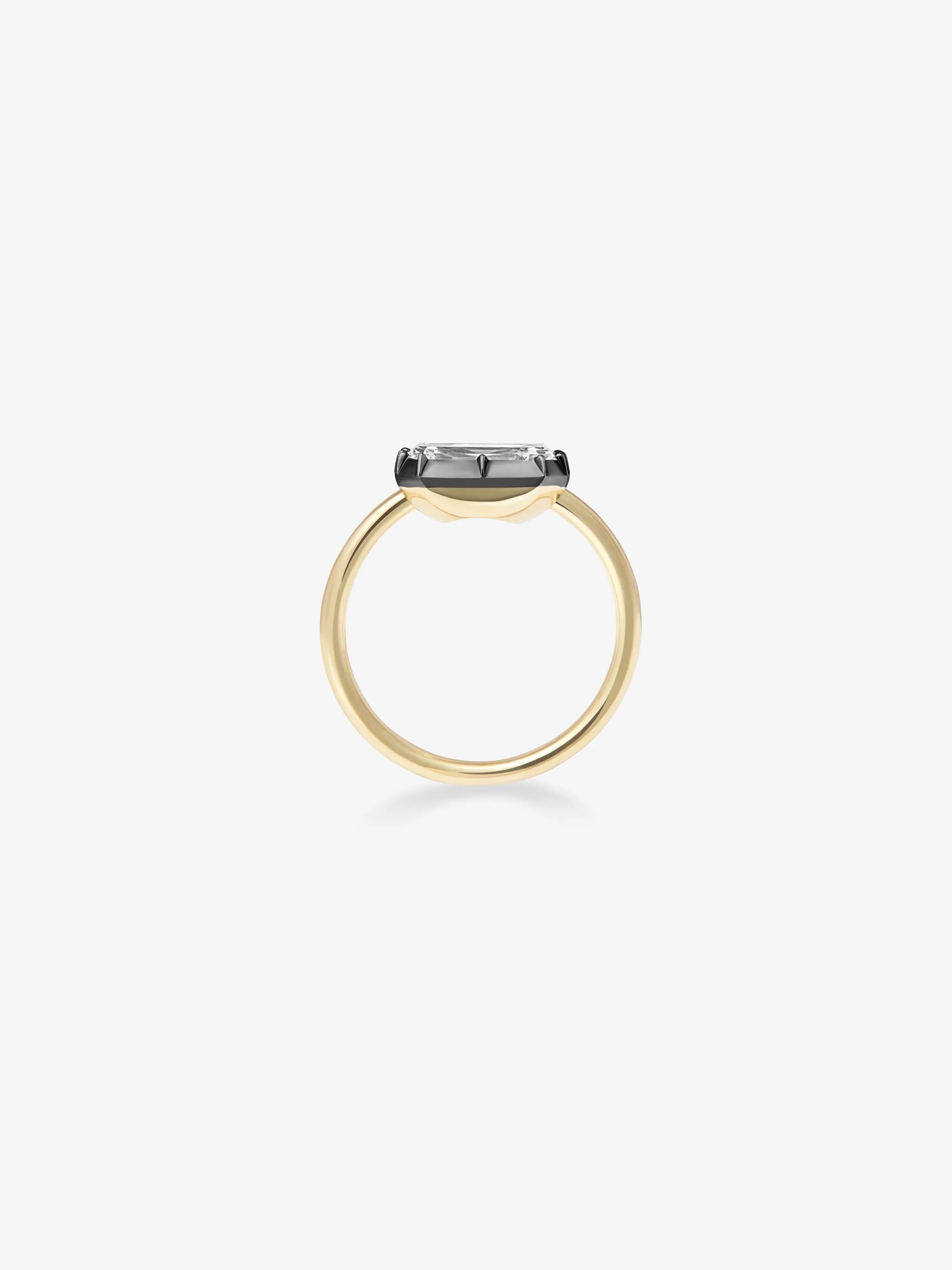 2.50ct East-West Emerald Cut Diamond Button Back Ring View 4
