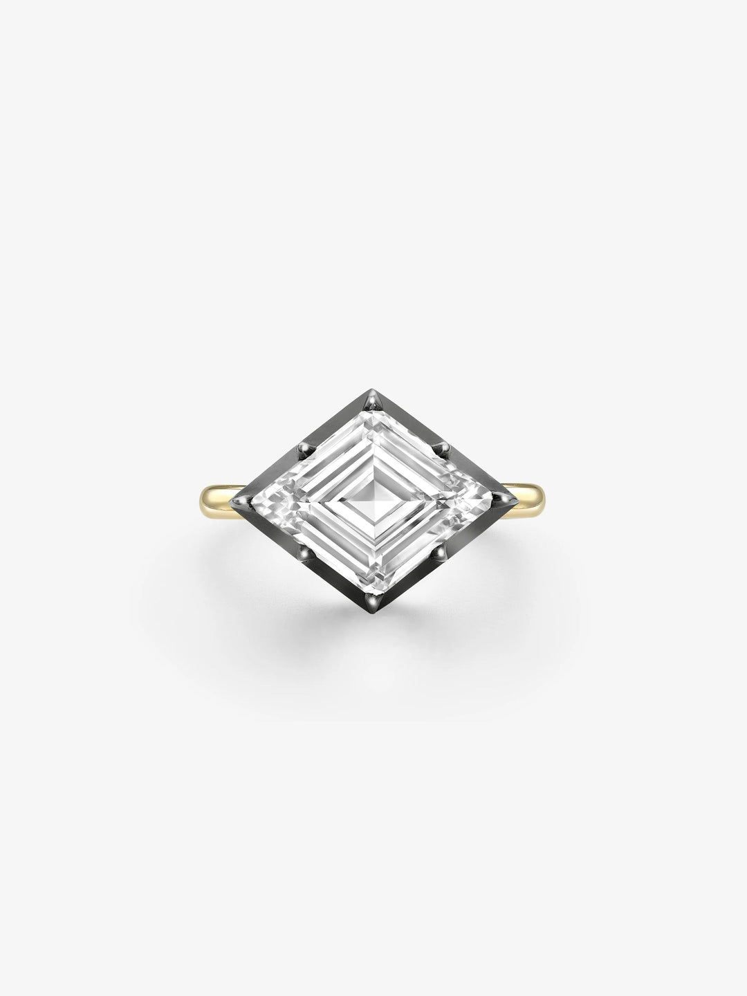 3.02ct East-West Lozenge Diamond Button Back Ring View 1