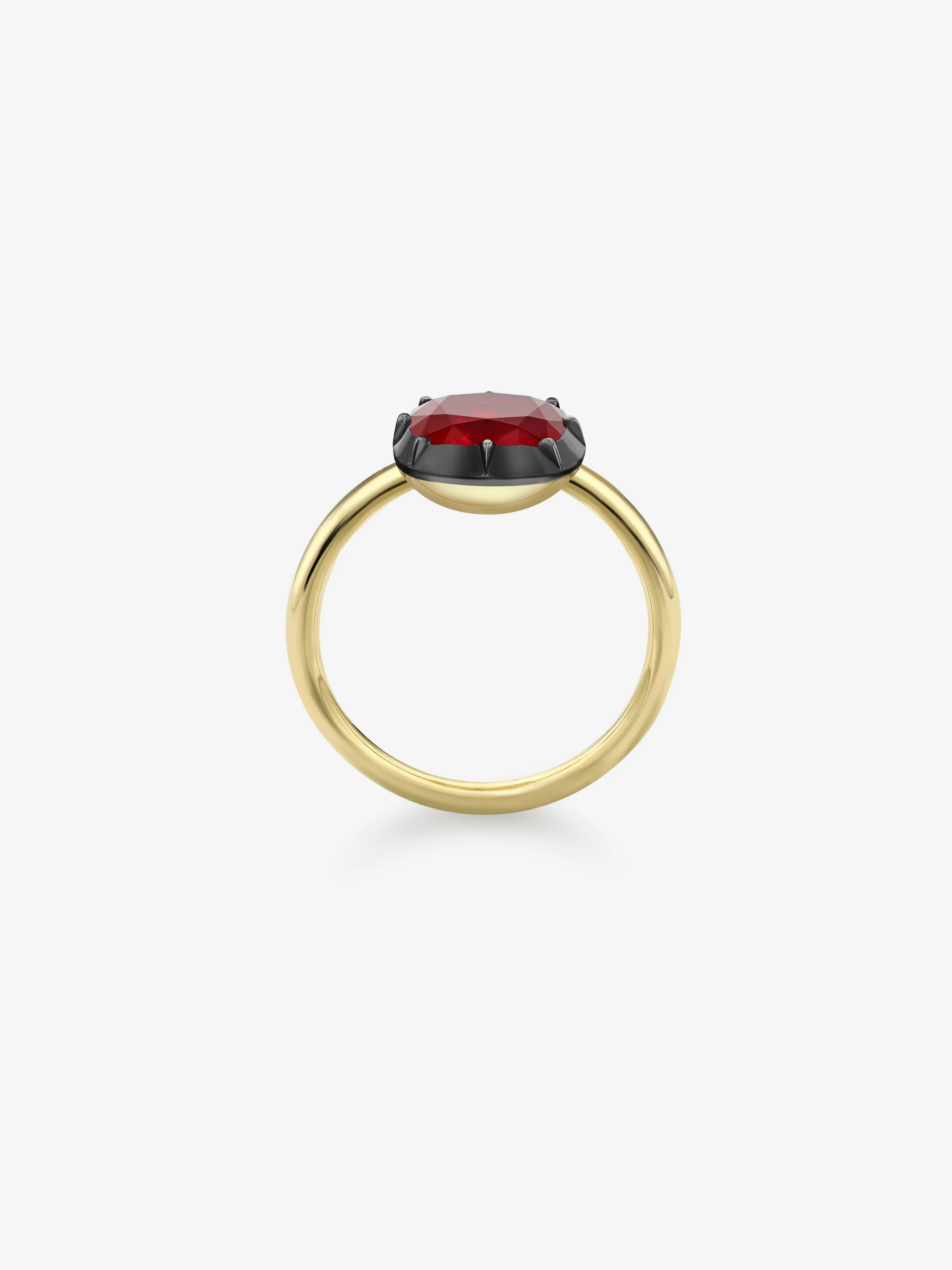 2.02ct East-West Cushion Ruby Button Back Ring View 4