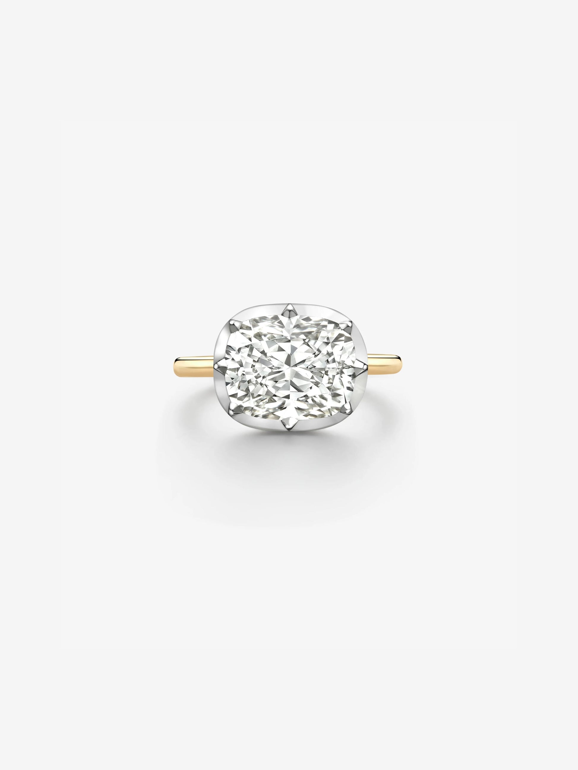 5.02ct East-West Cushion Diamond Button Back Ring View 1