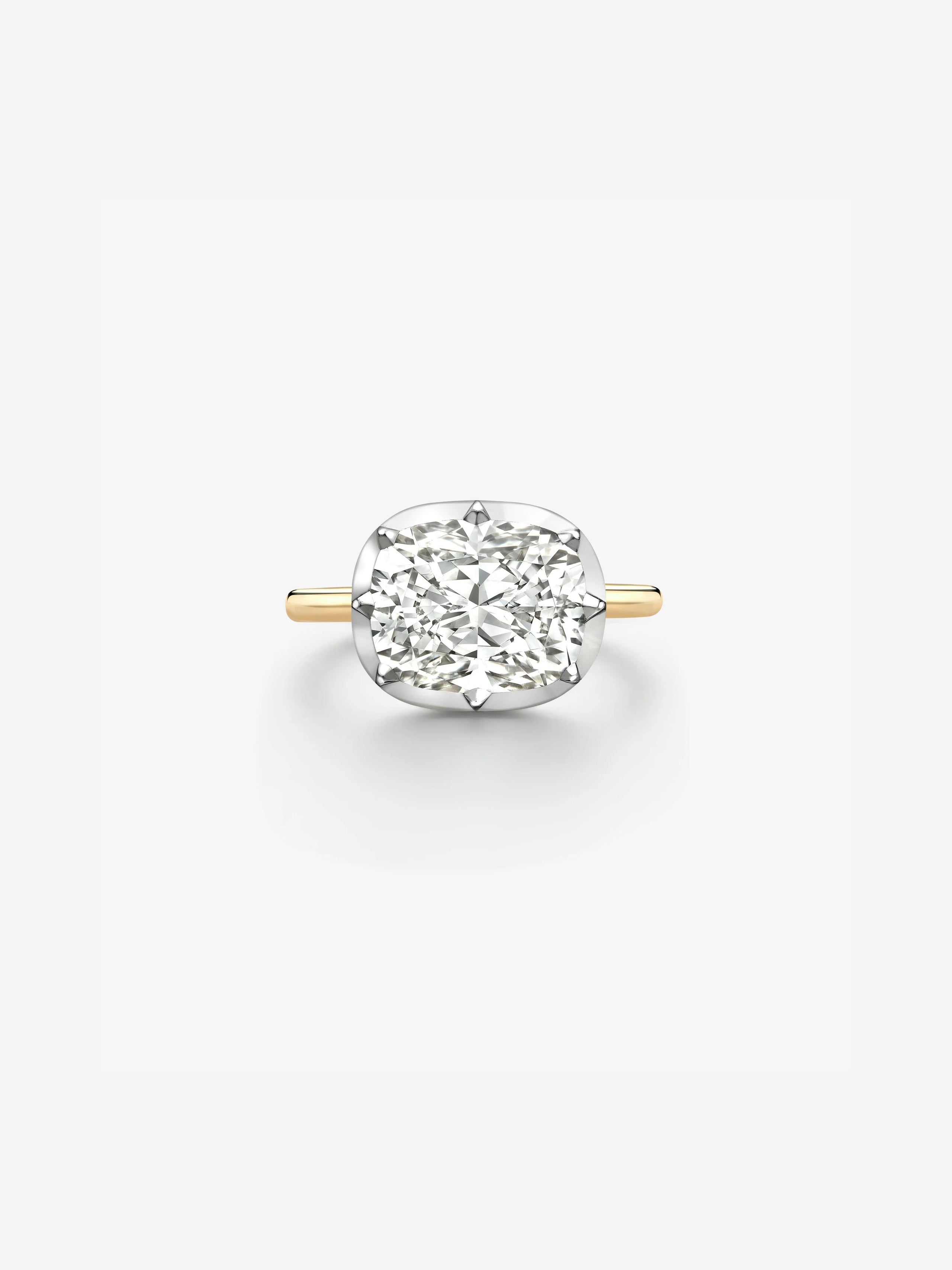 5.02ct East-West Cushion Diamond Button Back Ring View 1