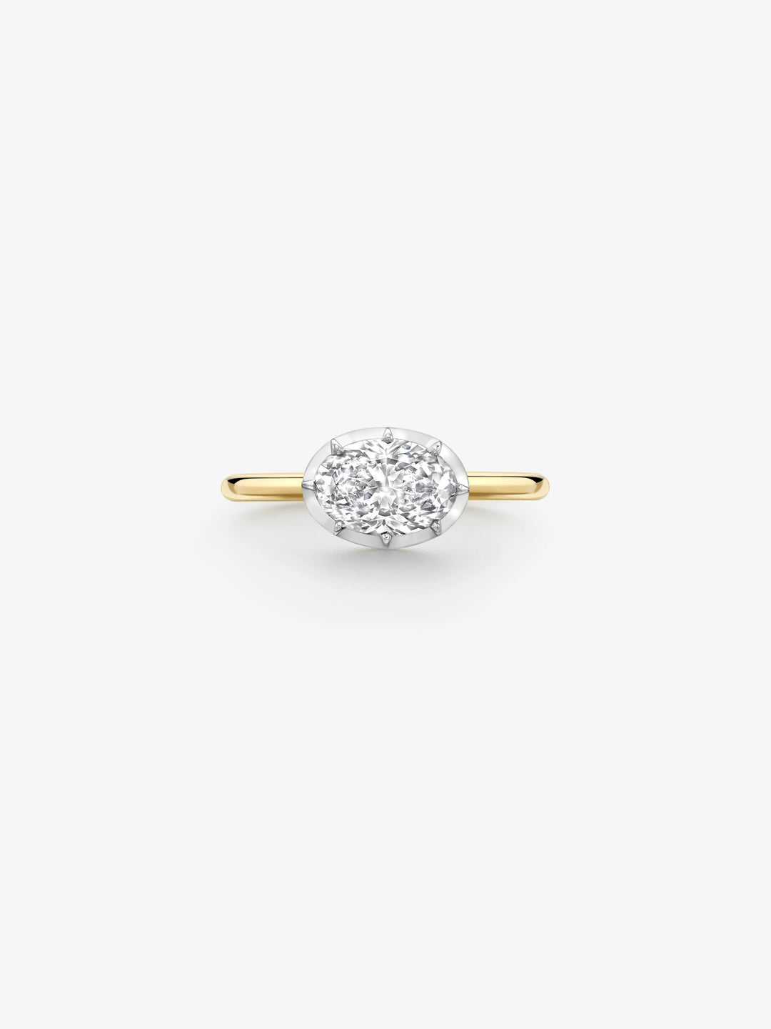 1.20ct East-West Oval Diamond & White Gold Button Back Ring  View 1
