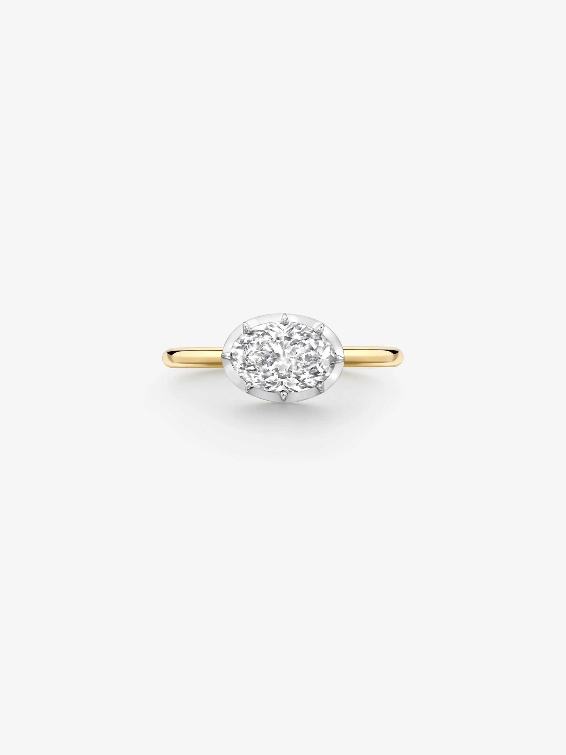 1.20ct East-West Oval Diamond & White Gold Button Back Ring View 1