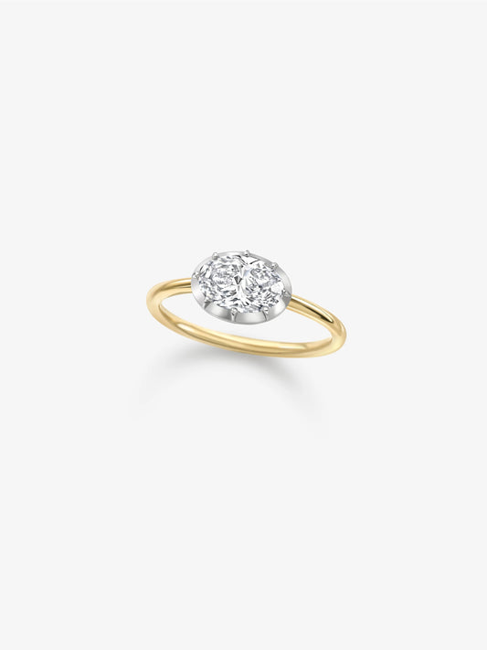 1.20ct East-West Oval Diamond & White Gold Button Back Ring View 2