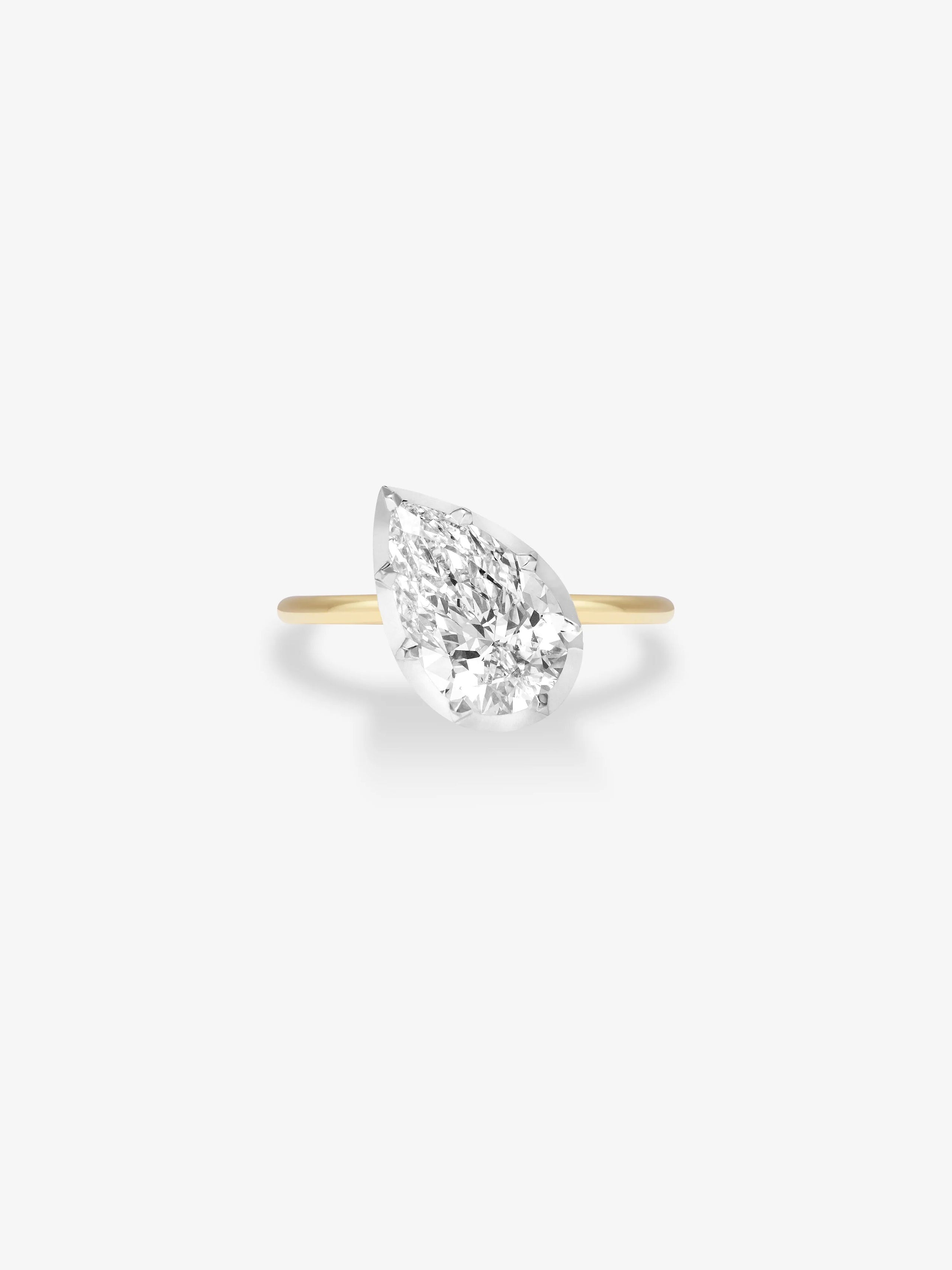 2.50ct Tilted Pear Diamond Button Back Ring View 1