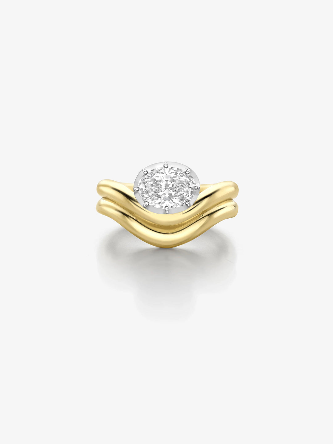 Oval Wave Diamond Ring  View 1