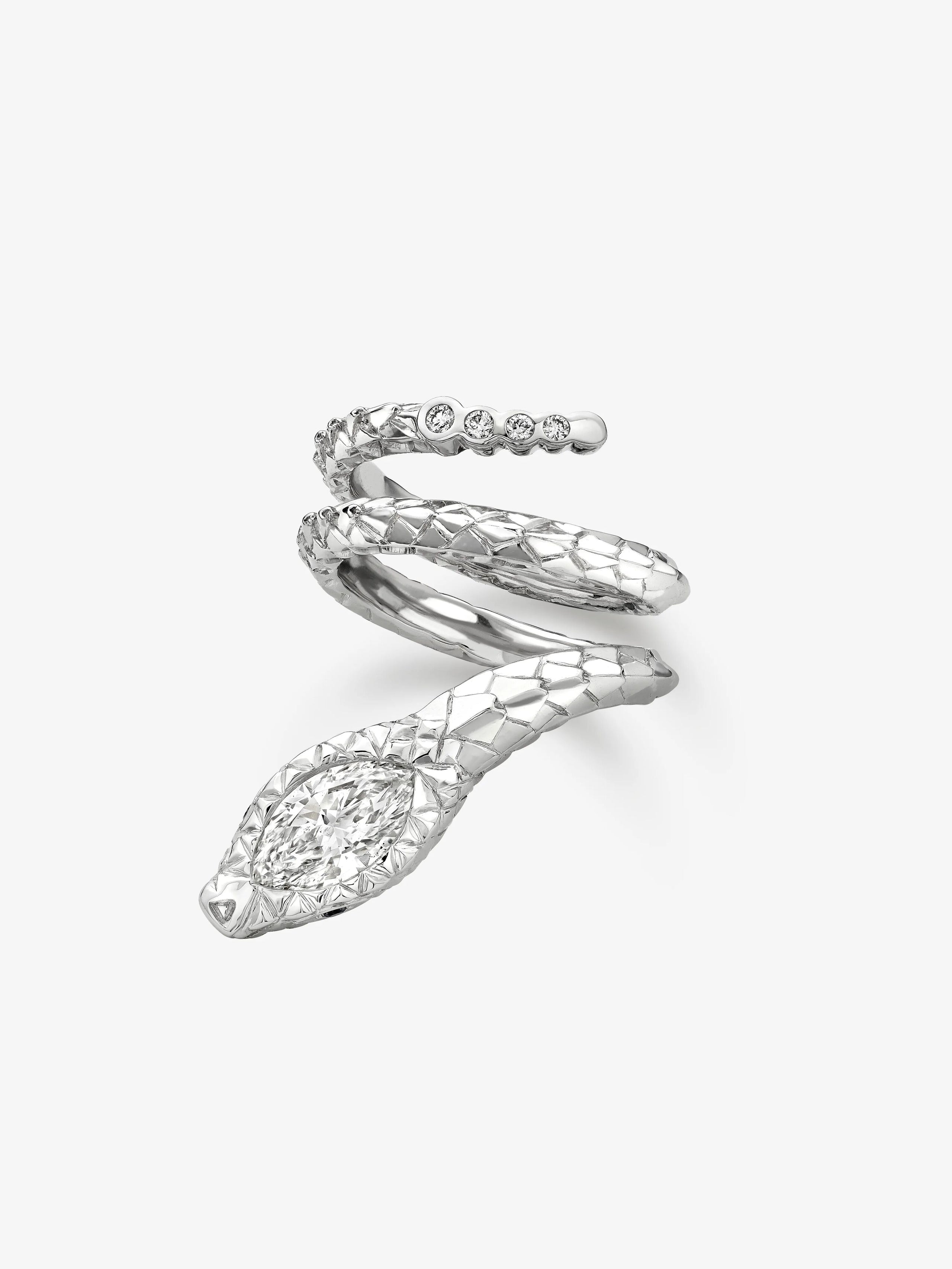 0.90ct Diamond White Gold Snake Ring View 2