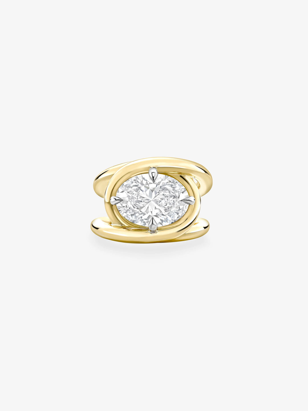 Twisted Gold Oval Diamond Ring  View 1