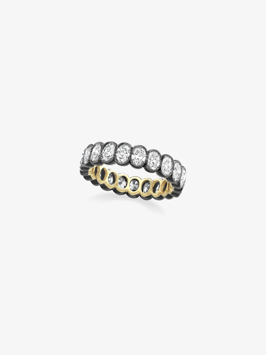 Small Oval Diamond Millegrain Eternity Band  View 1