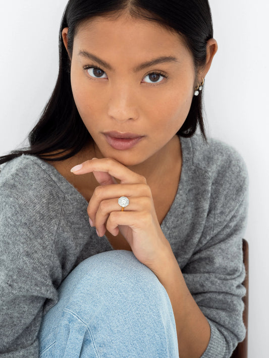 0.90ct Diamond Halo Ring View 3