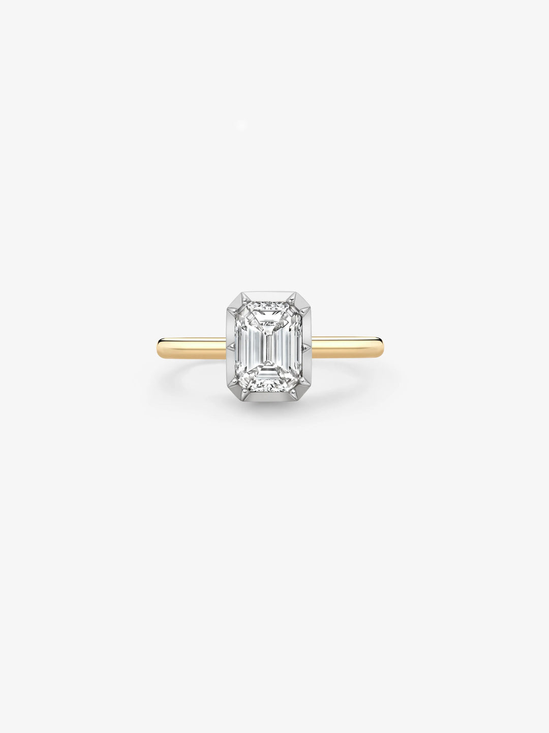 1.50ct Emerald Cut Diamond & White Gold Button Back Ring View 1