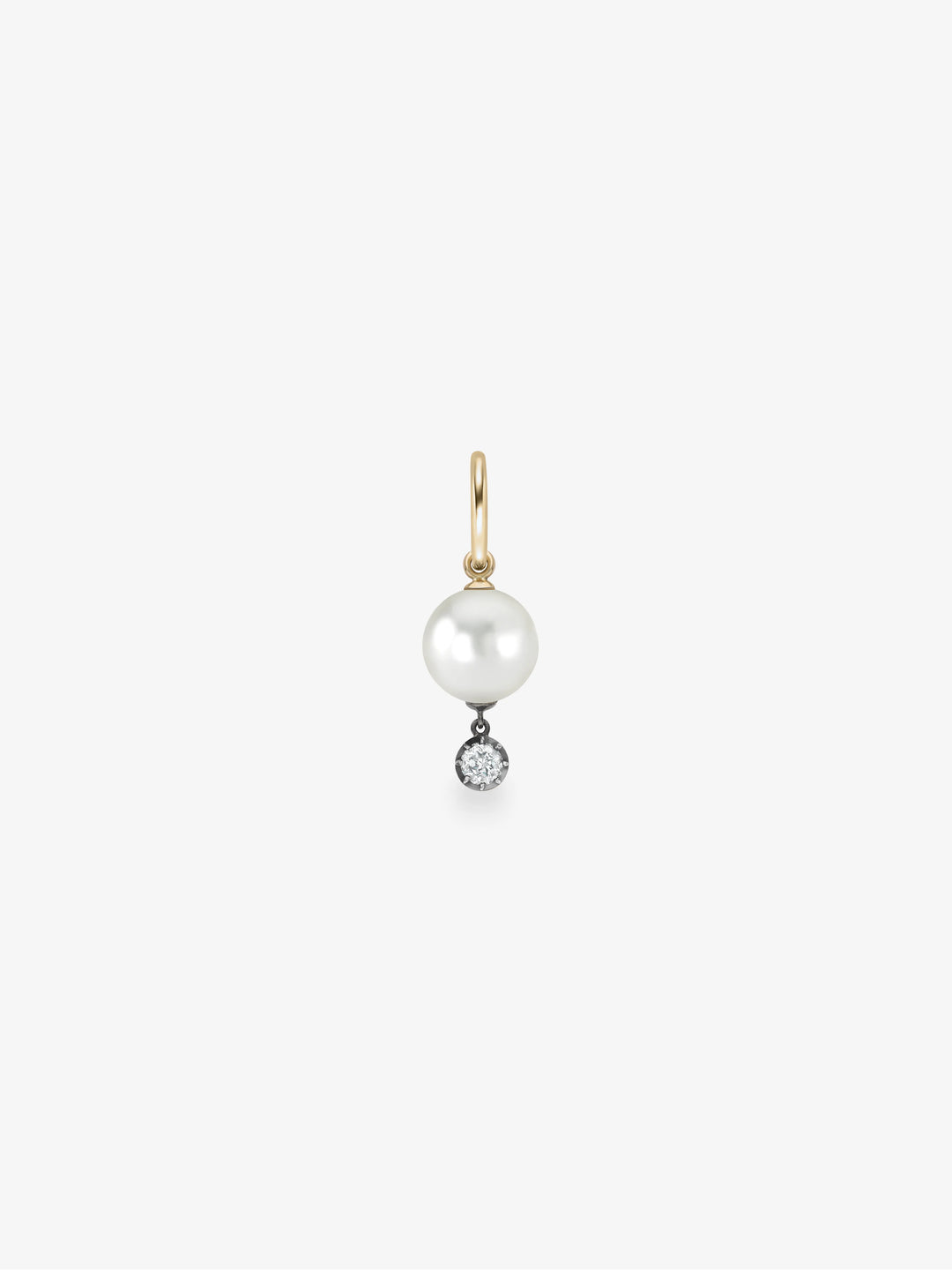 0.20ct Pearl & Diamond Single Gypset Hoop Earring View 1