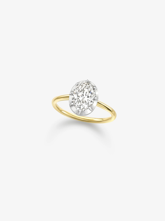 2.01ct Oval Cut Diamond Button Back Ring View 2