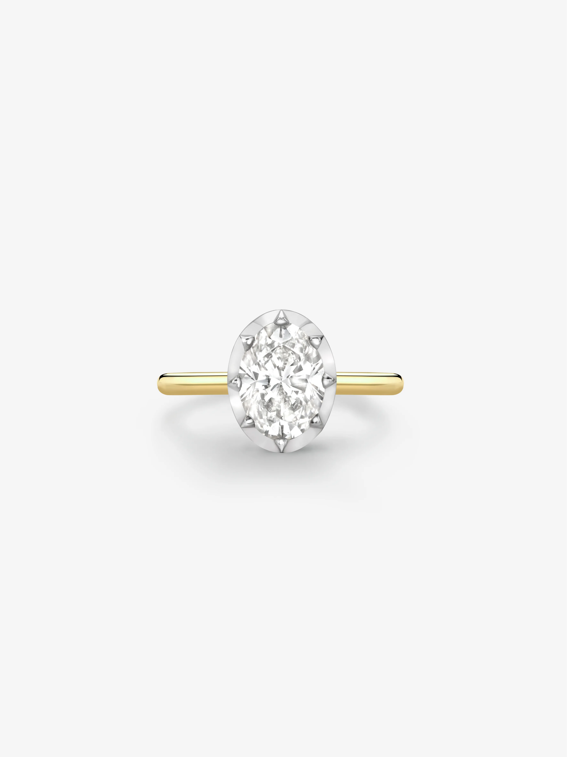 2.01ct Oval Cut Diamond Button Back Ring View 1