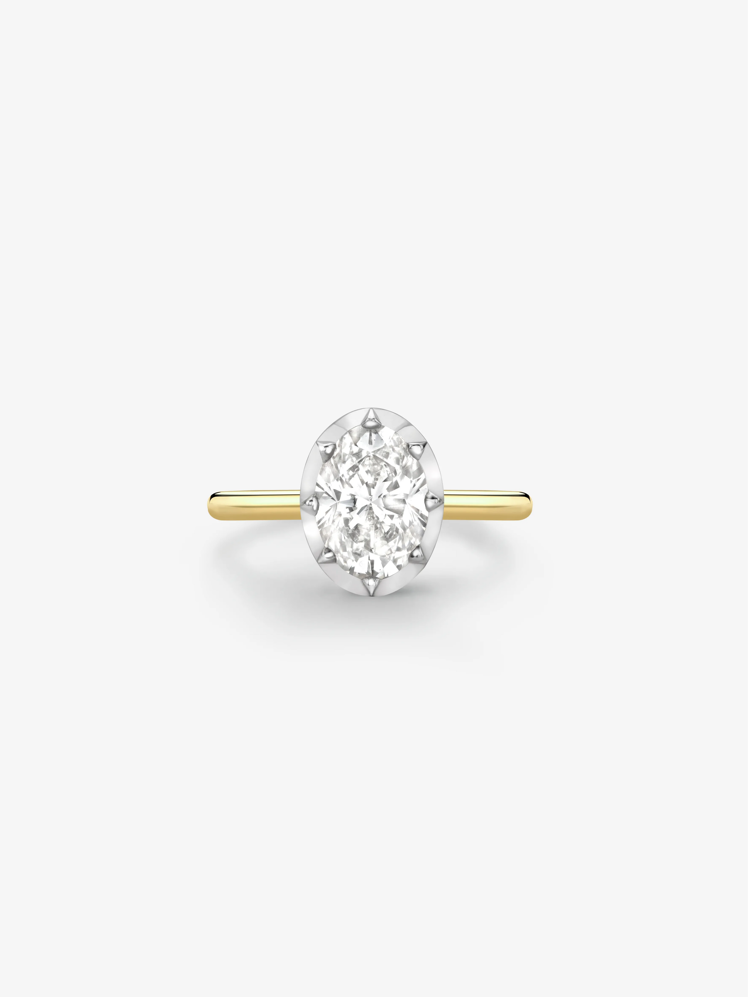 2.01ct Oval Cut Diamond Button Back Ring View 1