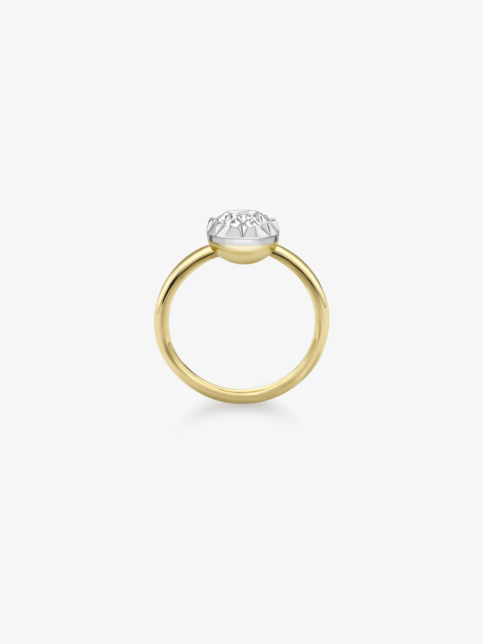 2.01ct Oval Cut Diamond Button Back Ring View 4