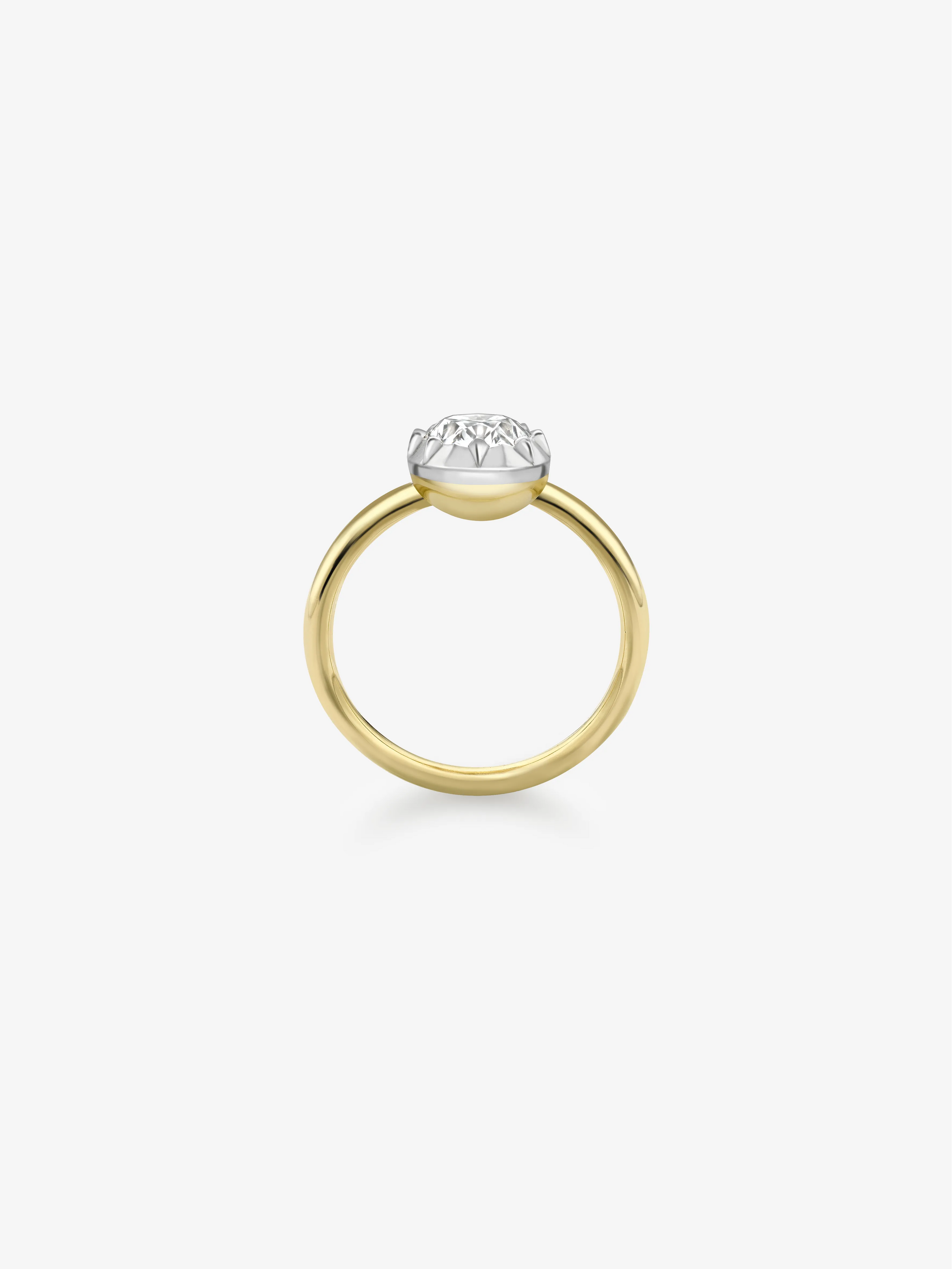 2.01ct Oval Cut Diamond Button Back Ring View 4