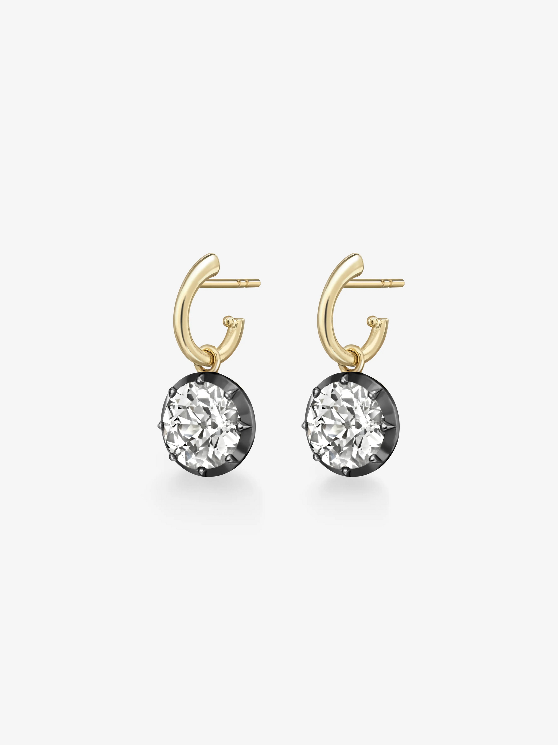 3ct Diamond & Blackened Gold Gypset Hoop Earrings View 2
