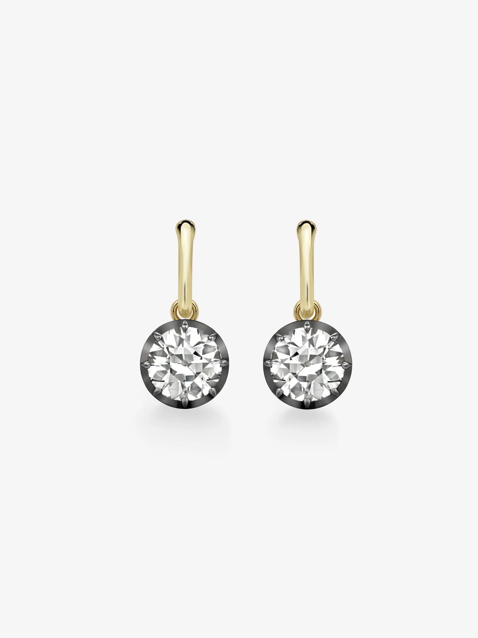 3ct Diamond & Blackened Gold Gypset Hoop Earrings View 1