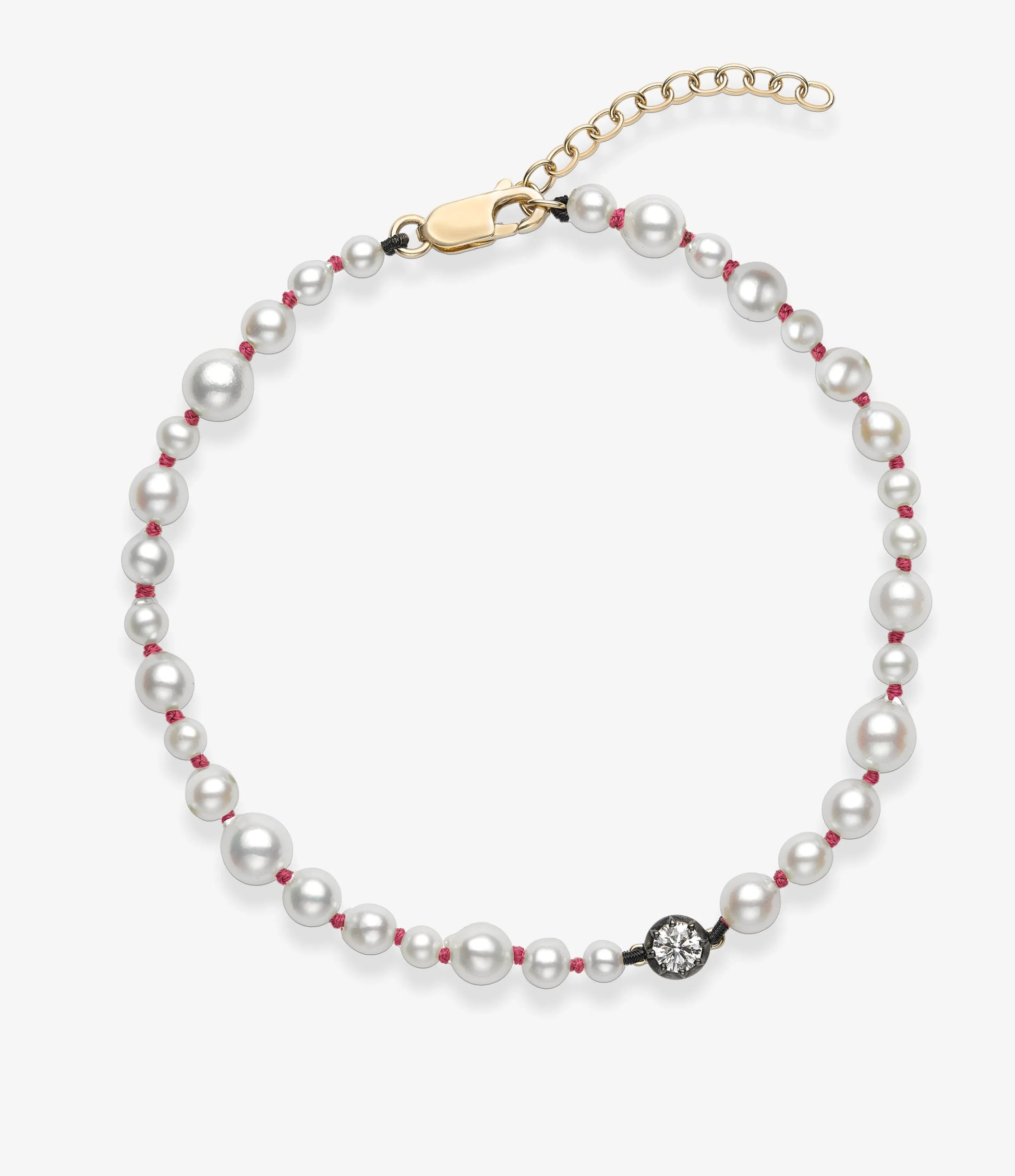 Beaches Pearl & 0.40ct Diamond Pink Thread Anklet View 1