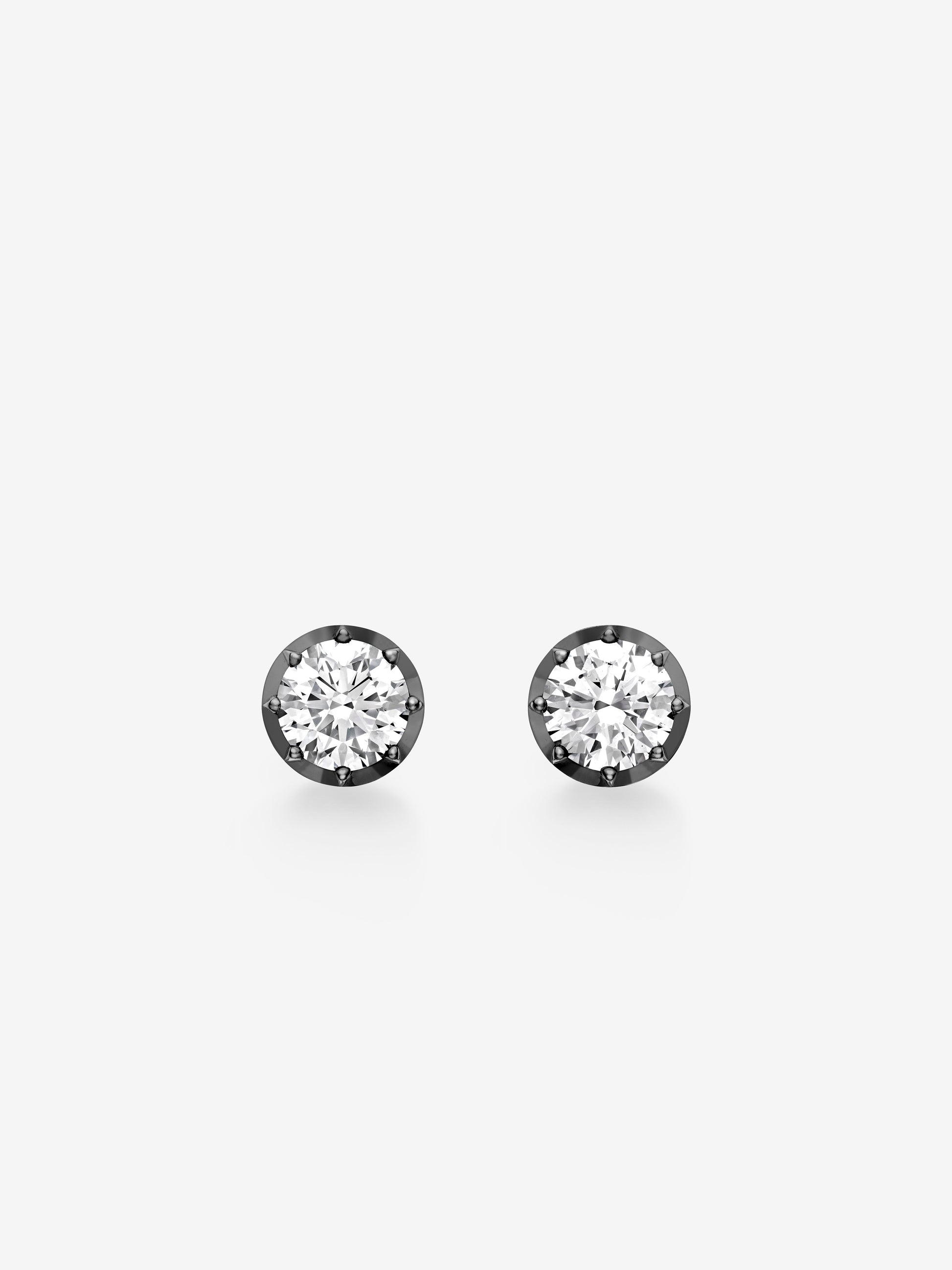 2ct Diamond & Blackened Gold Stud Earrings View 1