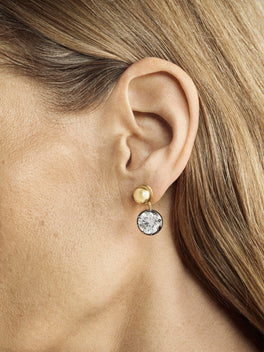 Orbit Asymmetric Yellow Gold 4.17ct & 1.50ct Diamond Sphere Earrings