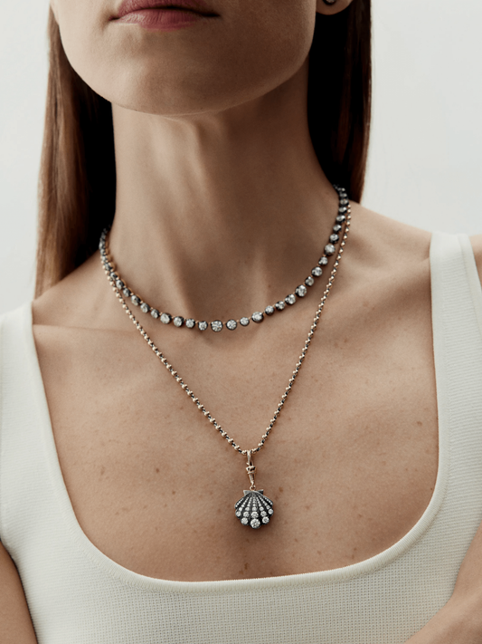 Beaches Detachable Shell Diamond Ball n Chain Pendant View 3