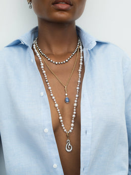 Beaches Pearl & 0.40ct Diamond 30" Pink Thread Necklace