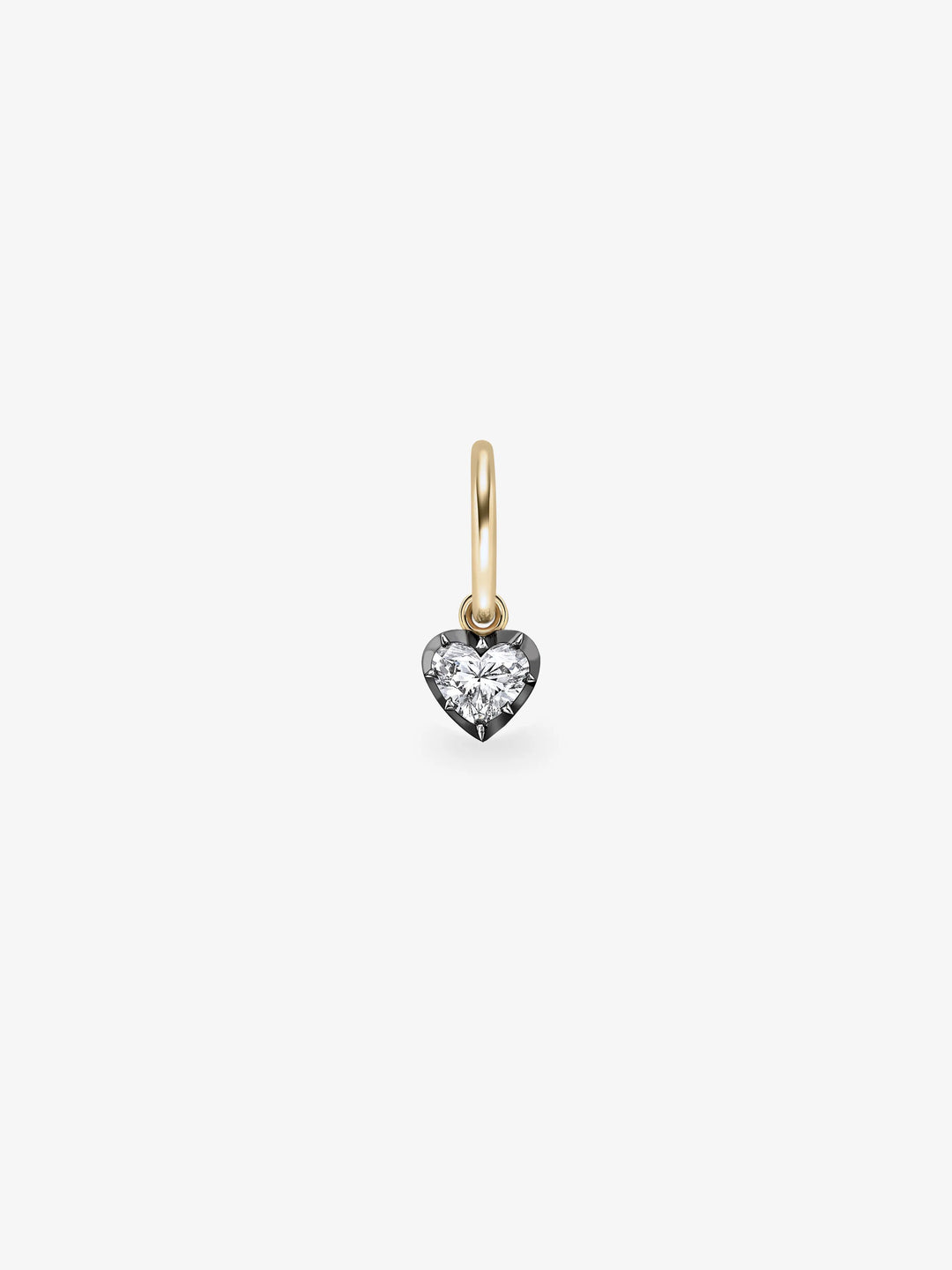 0.50ct Heart-Shaped Diamond & Blackened Gold Single Gypset Hoop Earring  View 1