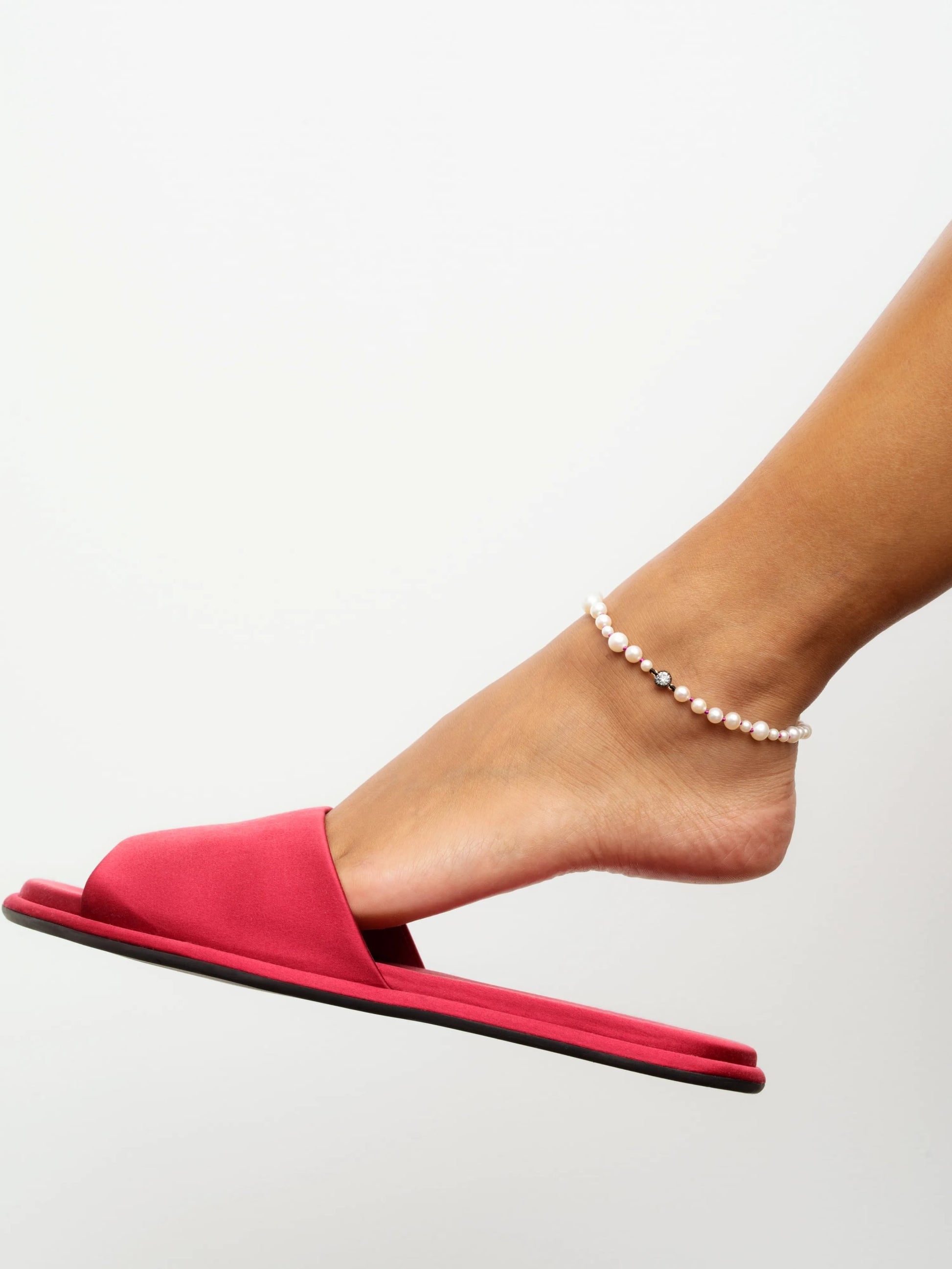 Beaches Pearl & 0.40ct Diamond Pink Thread Anklet View 3