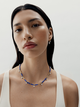 Medallions Long Guard Lapis & 3.90ct Diamond 17" Necklace
