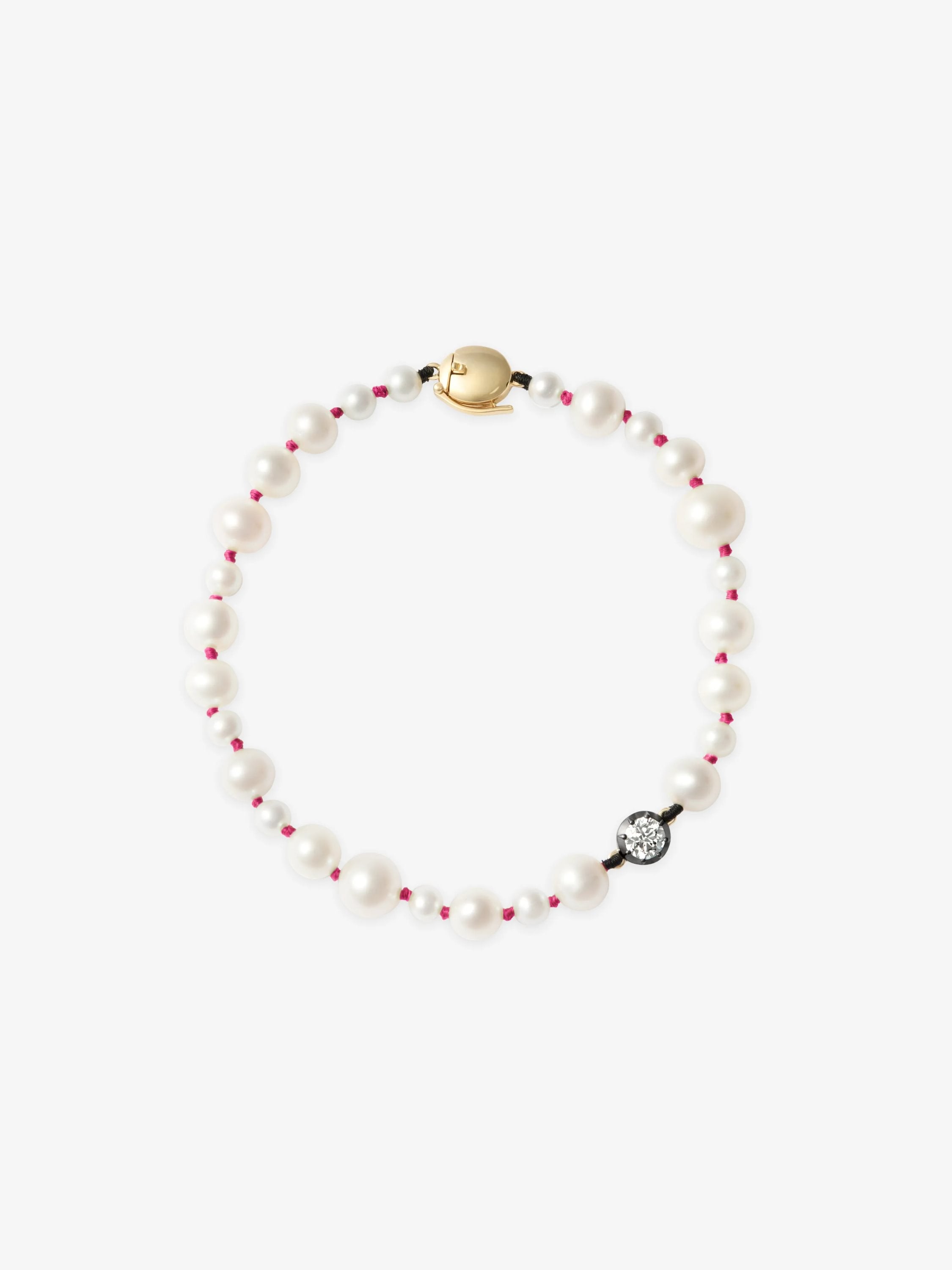 Beaches Pearl & 0.40ct Diamond Pink Thread Bracelet View 1