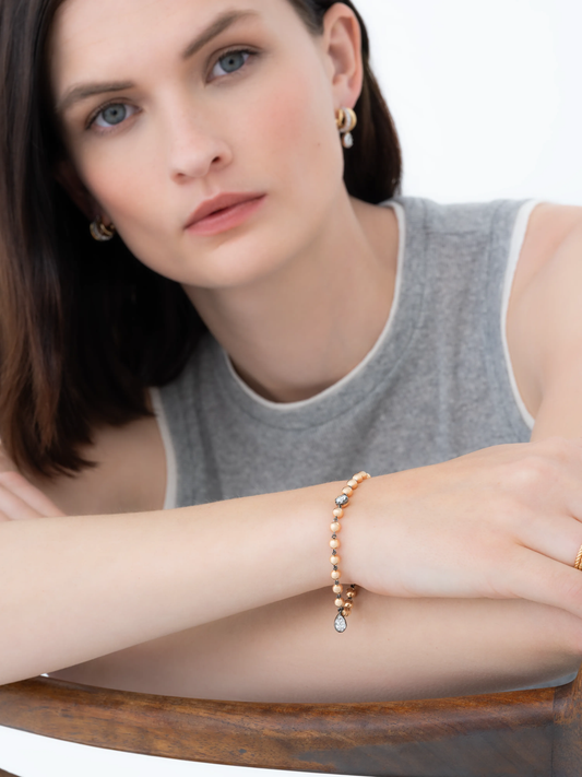 Ball n Chain Rose Gold Multi Diamond Bracelet View 3