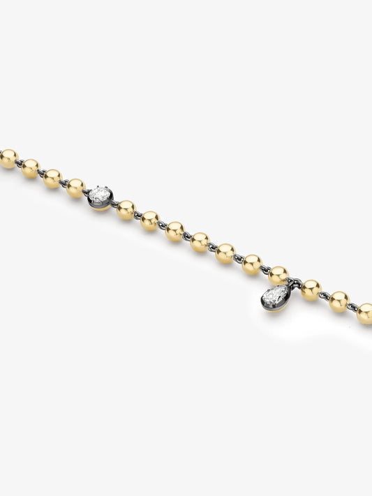 Ball n Chain Yellow Gold Multi Diamond Bracelet View 2
