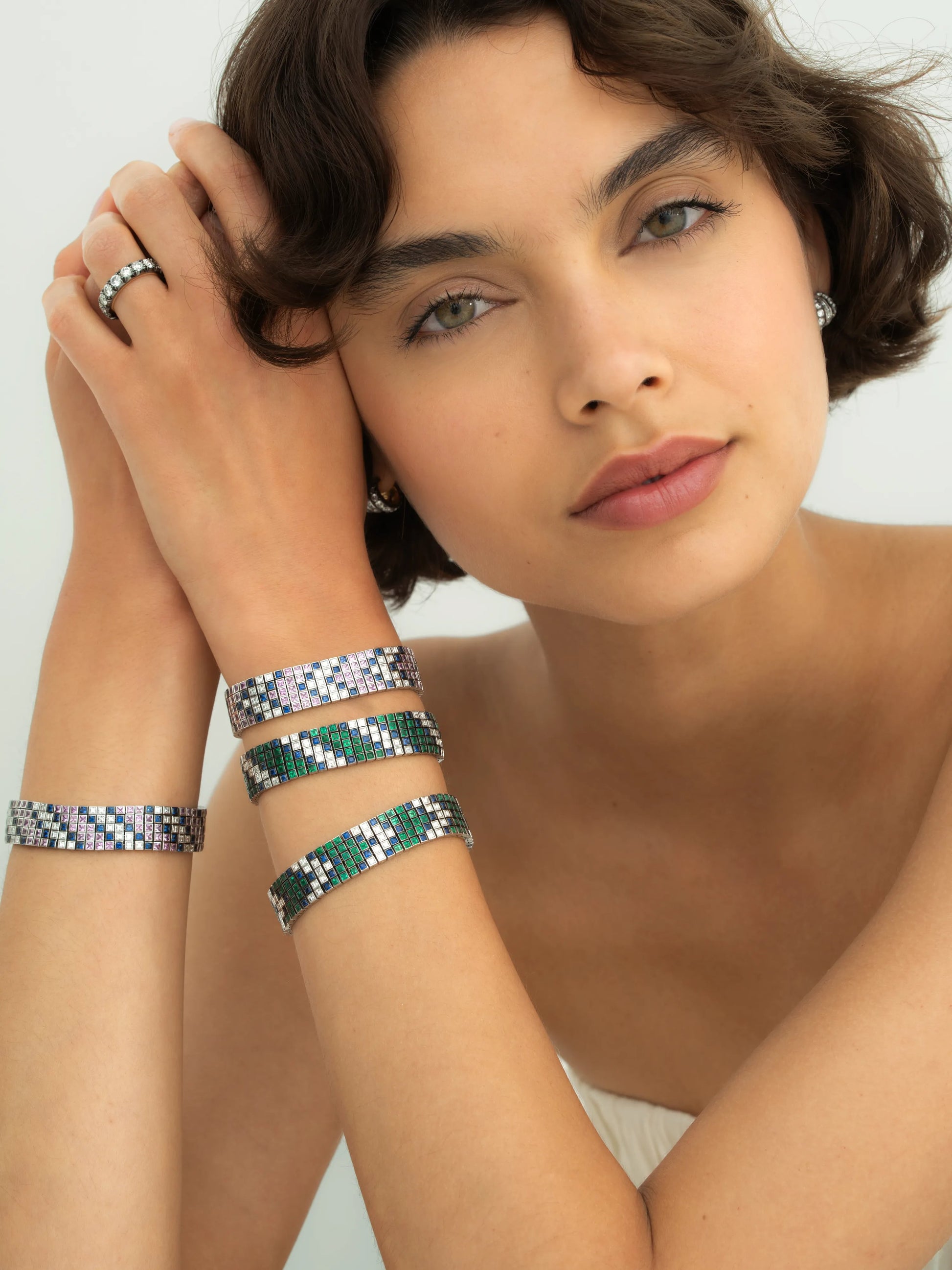 Tapestry Emerald, Diamond & Sapphire Italic Bracelet View 3