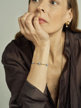 Orbit Yellow Gold & Pavé Diamond Sphere Bracelet