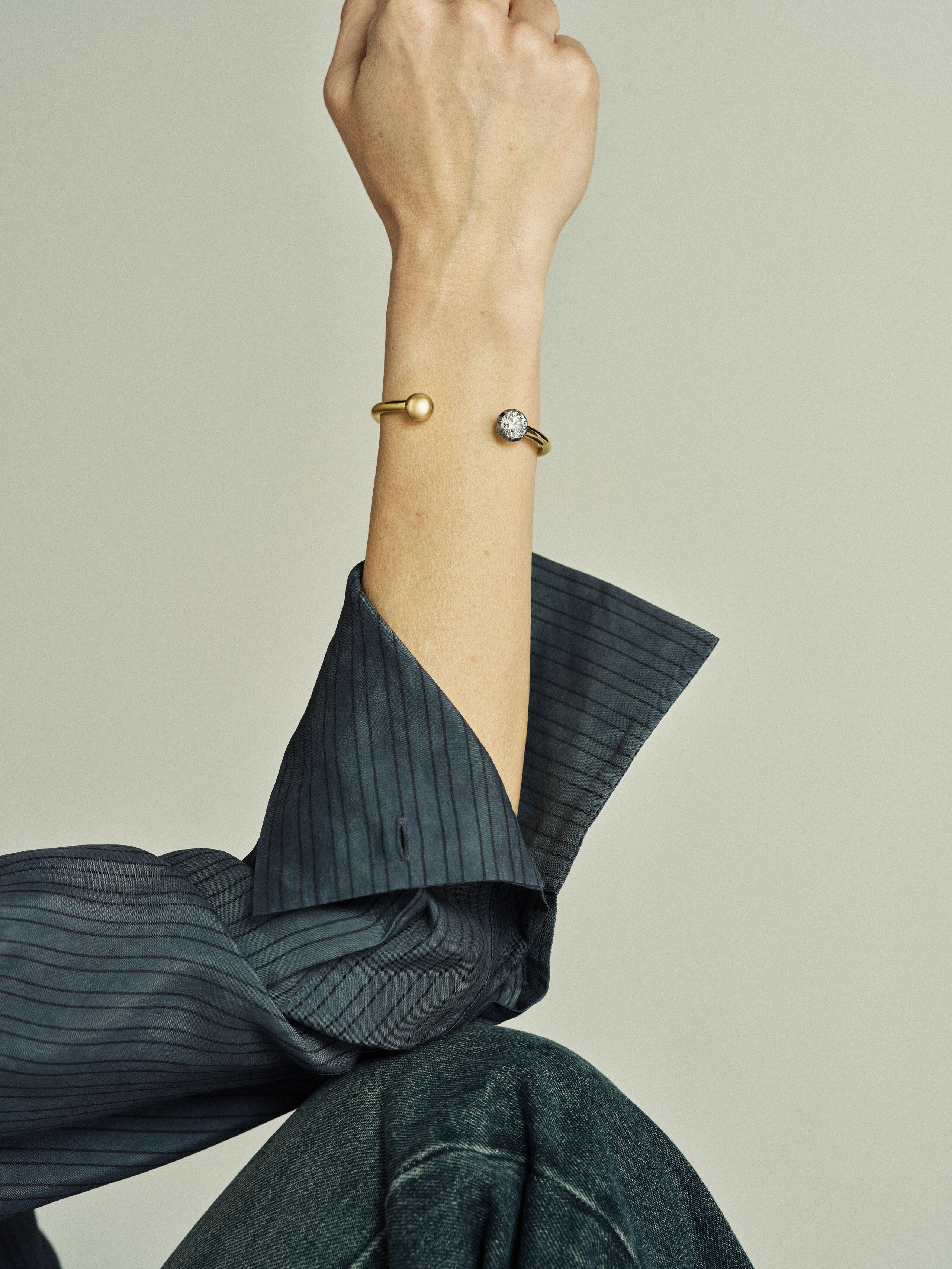 Orbit Yellow Gold & 3.42ct Diamond Sphere Bangle View 3