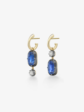 Asymmetric 3.30ct Cushion Sapphire & Diamond Hoop Earrings