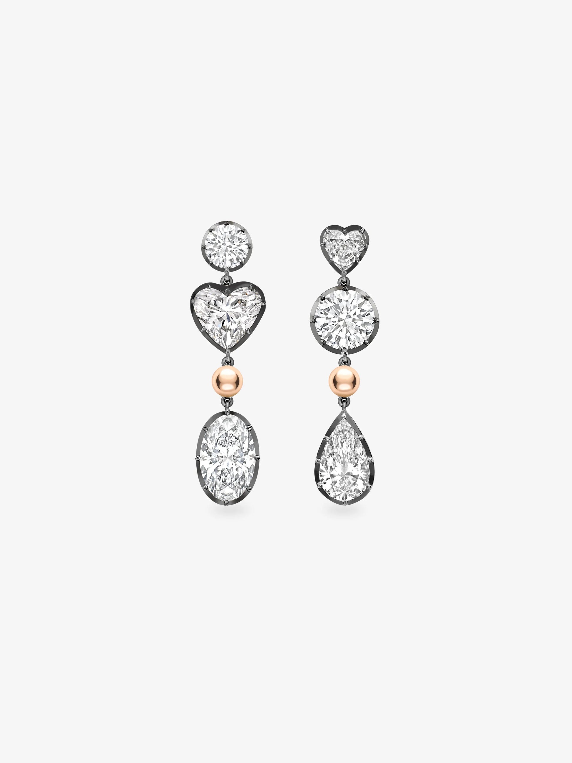 Ball n Chain Multi-Shape Diamond Earrings View 1
