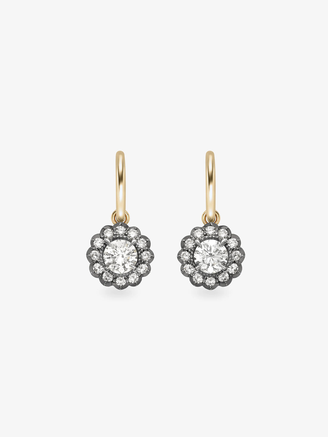 Daisy Diamond & Blackened Gold Gypset Hoop Earrings  View 1