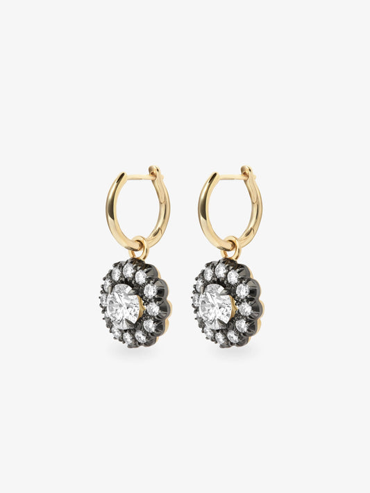 Daisy Diamond & Blackened Gold Gypset Hoop Earrings View 2