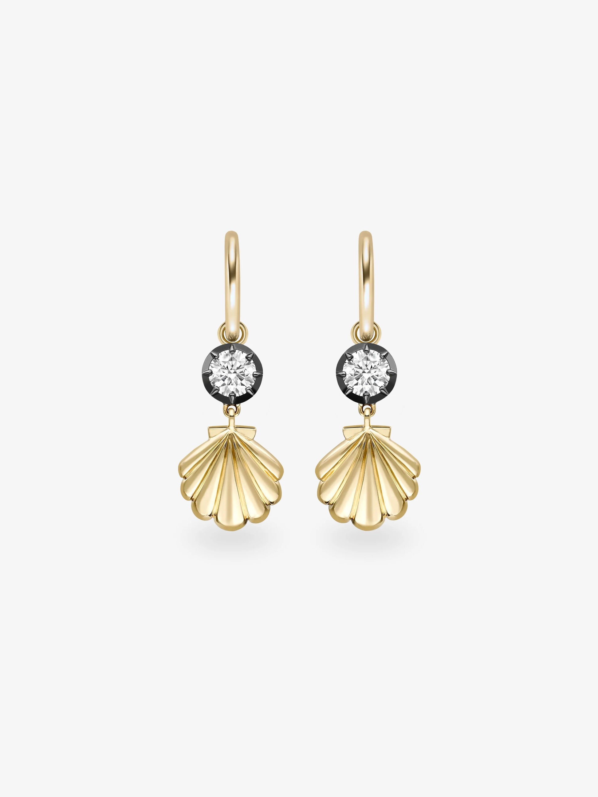 Beaches 0.40ct Diamond & Shell Gypset Hoop Earrings View 1