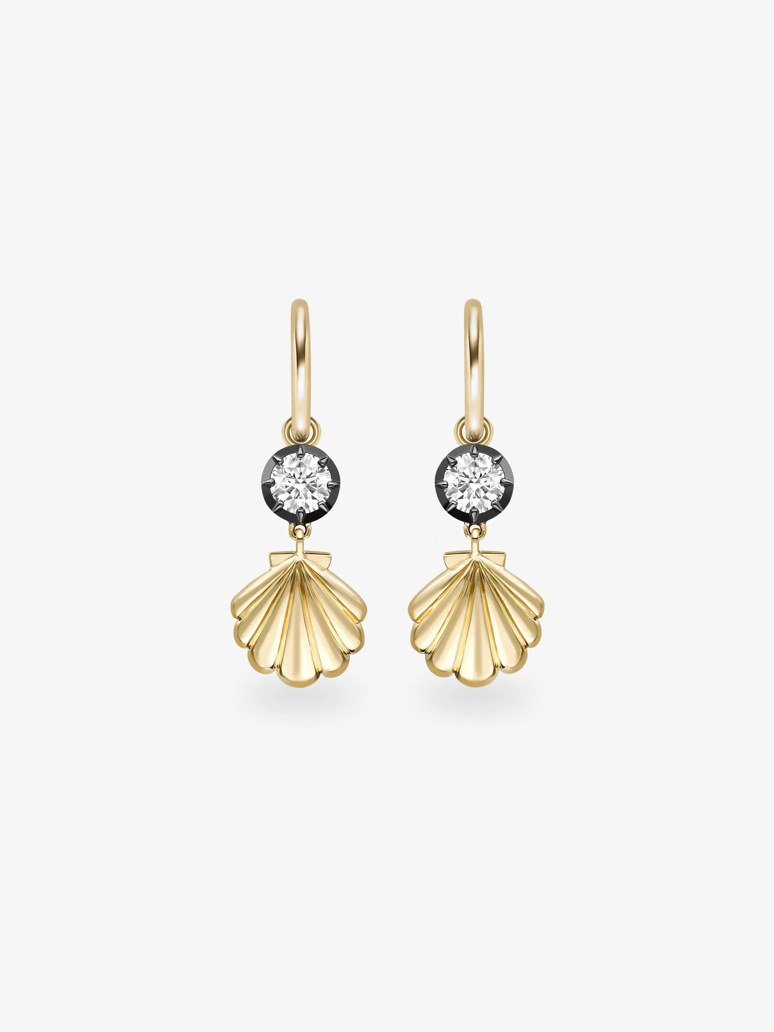 Beaches 0.40ct Diamond & Shell Gypset Hoop Earrings View 1