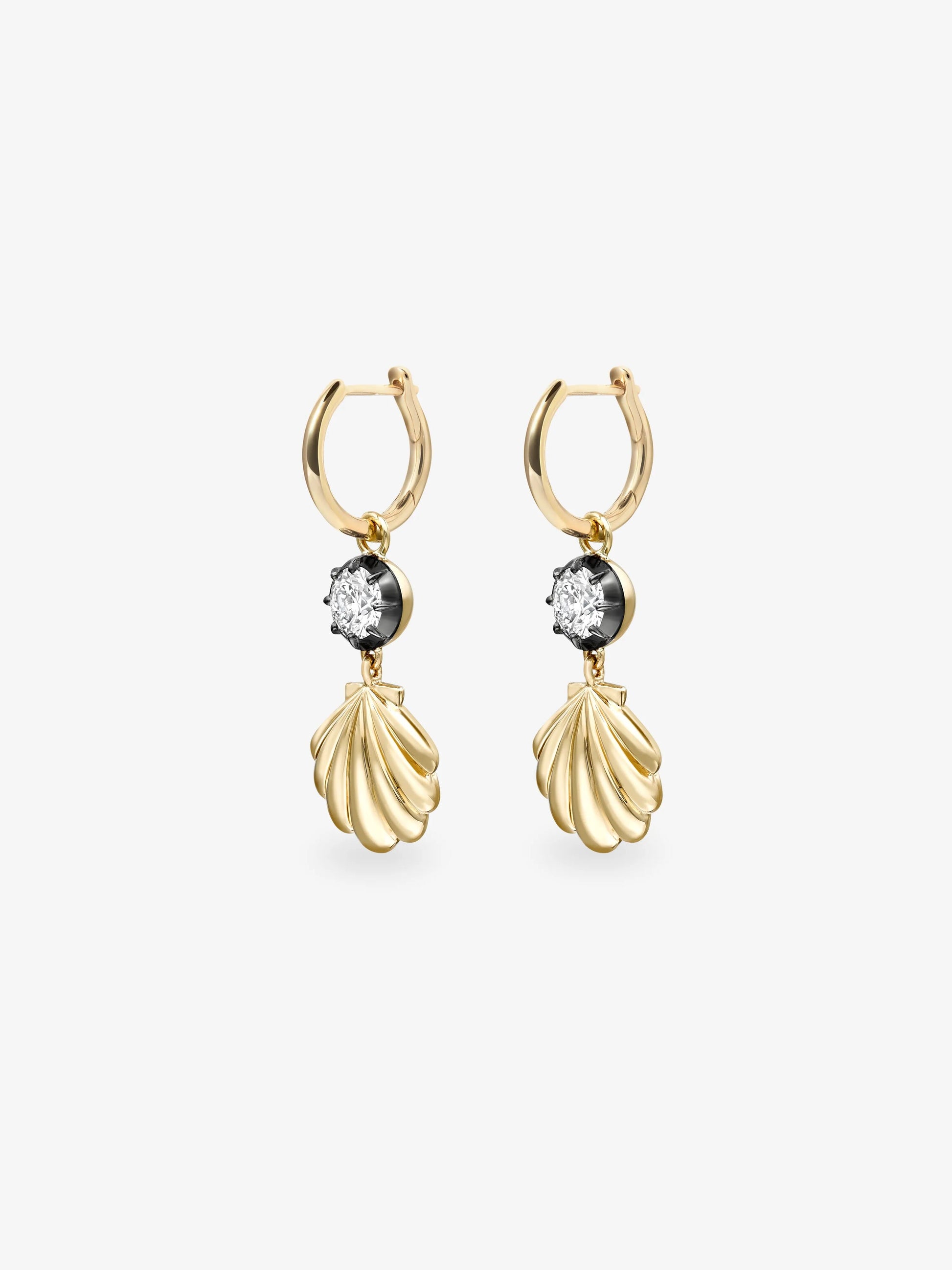 Beaches 0.40ct Diamond & Shell Gypset Hoop Earrings View 2